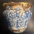 Antique Blue Brown American Art Pottery Spongeware Jardiniere Copper Luster 1900 For Sale - Image 4 of 7