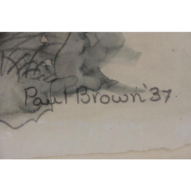 Traditional Hunters & Hound Watercolour & Ink on Paper '1937 by Paul Desmond Brown For Sale - Image 3 of 6