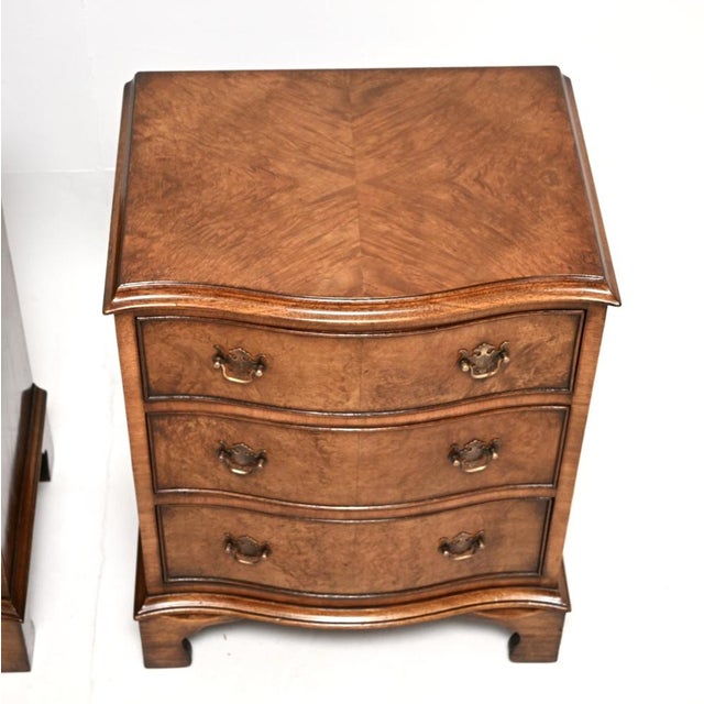 Wood Antique Burr Walnut Bedside Chests, 1930, Set of 2 For Sale - Image 7 of 10