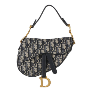 Navy Oblique Canvas Mini Saddle Bag