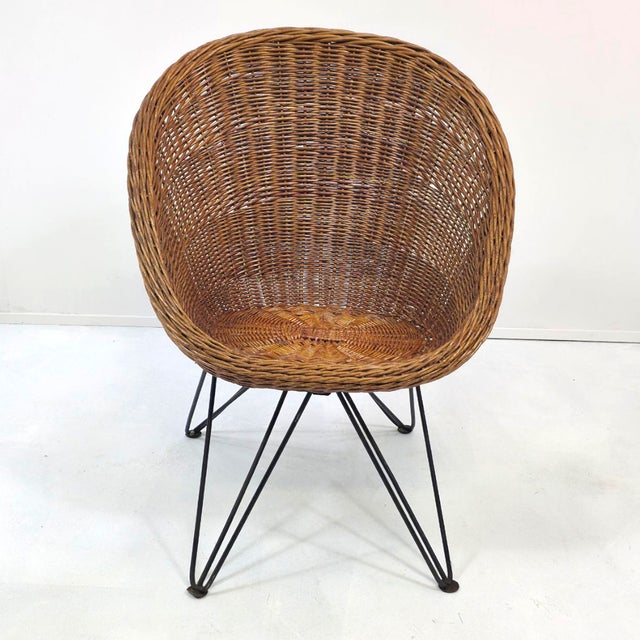 Wood Dutch Rattan Chair by Teun Velthuizen for Urotan, 1950s For Sale - Image 7 of 9