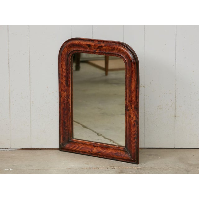 Wood French 1900s Louis-Philippe Inspired Mirror with Faux Tortoise Painted Frame For Sale - Image 7 of 8