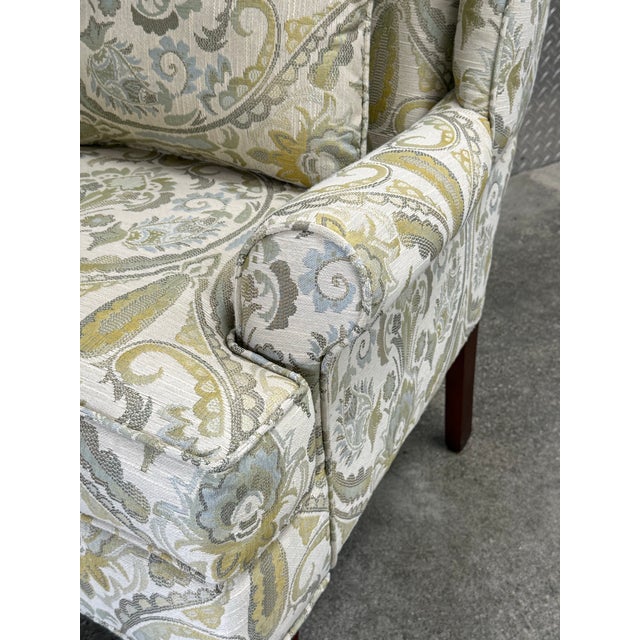 Vintage Craftmaster Upholstered Wingback Chairs - A Pair For Sale - Image 9 of 11