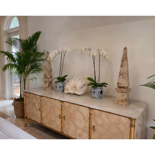 Pair of Vintage Faux-Marbled Hand-Painted Wood Obelisks For Sale - Image 10 of 12