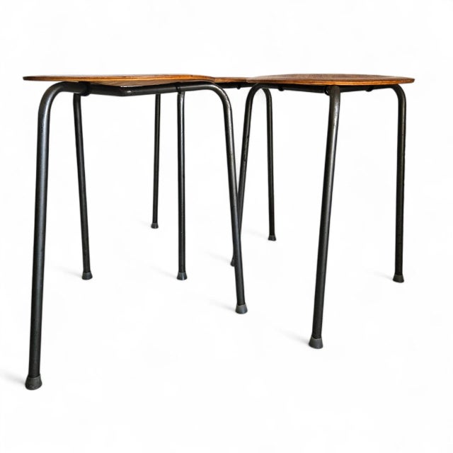 Mid Century Arne Jacobsen “Dot” Stools — First‑Run 1950s Teak + Steel — Set of 3 by Fritz Hansen For Sale - Image 10 of 18