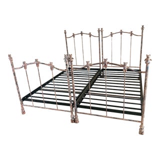 Antique Reproduction Iron Teddy Bear Twin Beds, a Pair For Sale