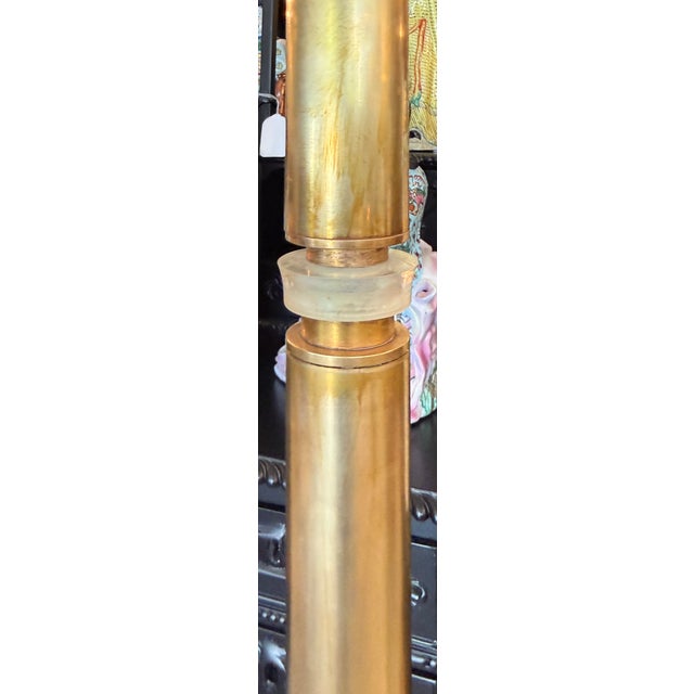 Pair of Art Deco Style Brass Torchiere Floor Lamps From 70's For Sale - Image 4 of 7