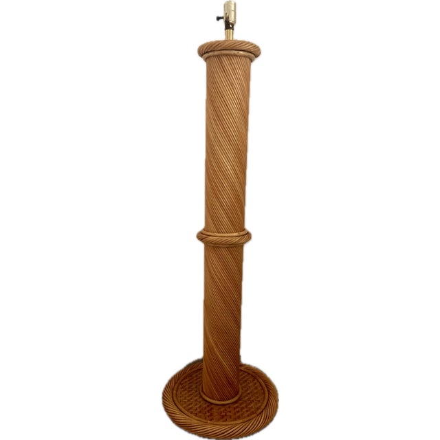 Mid-Century Warm Honey Colored Pencil Reed Floor Lamp C. 1970's For Sale In Naples, FL - Image 6 of 6