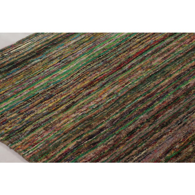 Rug & Kilim’s Modern Textural Rug, Vibrant Polychromatic Striae Over Purple Hues For Sale In New York - Image 6 of 8
