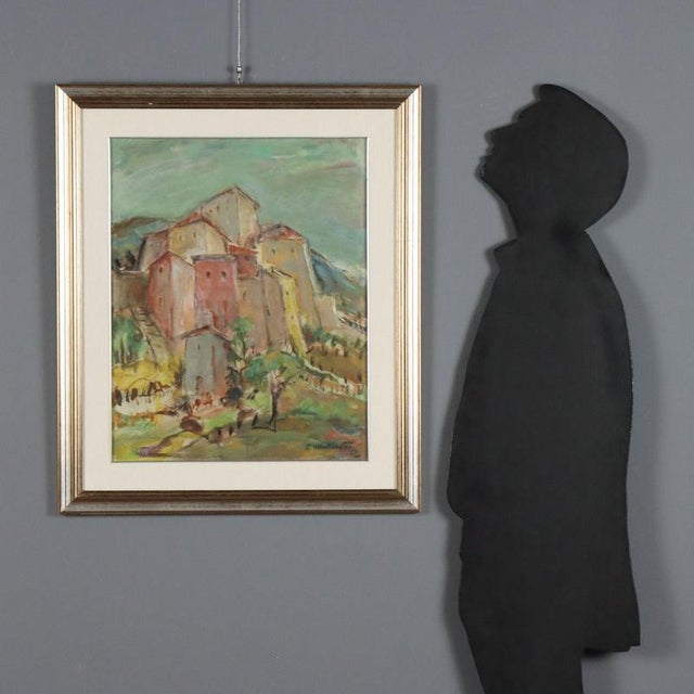 Oil on cardboard. Signed lower right. On the back is a label with a further signature, the address of her studio at Via...
