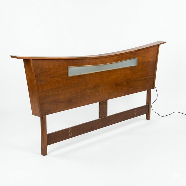 This 1960s vintage Mid Century Modern king headboard captures the organic, free-form aesthetic of the George Nakashima...