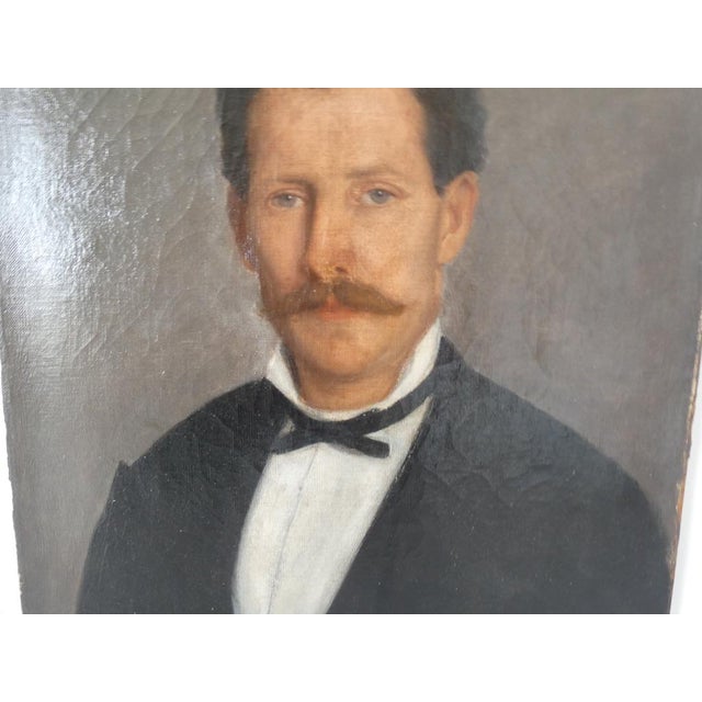 French Artist, Portrait of a Gentleman, 1890s-1910s, Oil on Canvas For Sale - Image 7 of 9