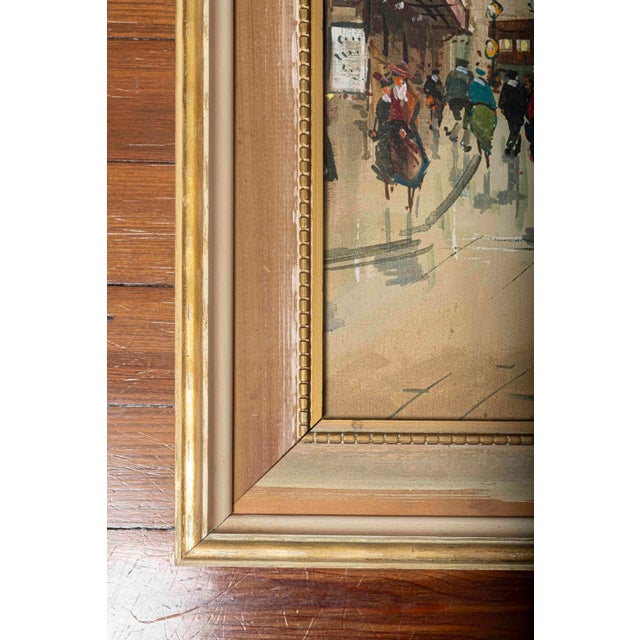 Cream Mid-Century Antonio DeVity Paris Street Scene Oil Painting, Signed & Stamped For Sale - Image 8 of 11