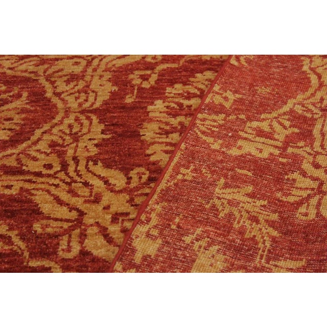 Metal 1990s Shabby Chic Abstract Modern Rust/Gold Wool Rug - 9'1 X 11'9 For Sale - Image 7 of 8