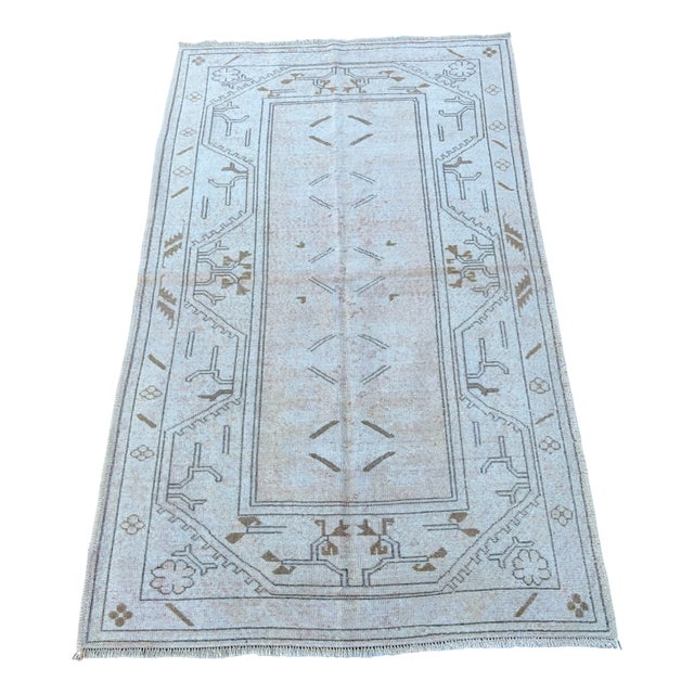 Vintage Turkish Handknotted Wool Rug For Sale