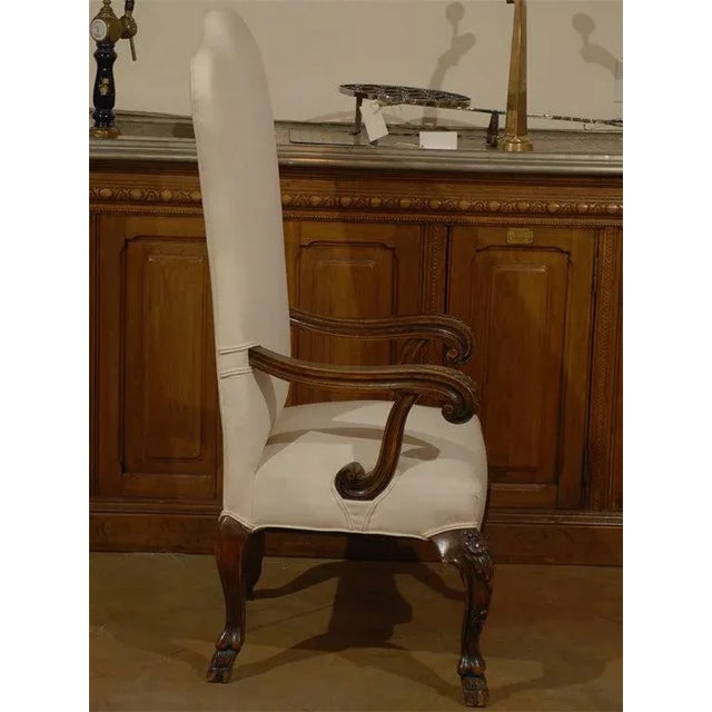White Italian, 19th Century Rococo Style Walnut Upholstered Armchair with Carving For Sale - Image 8 of 11