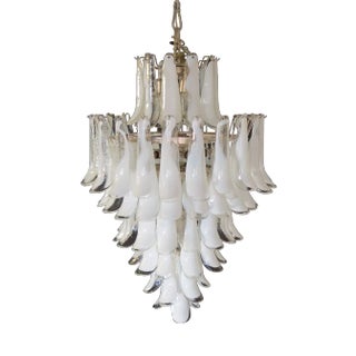 Vintage Murano Glass Chandelier with Glass Petals, 1983 For Sale
