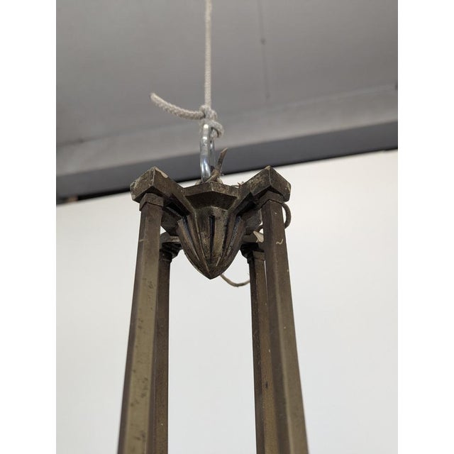 Art Deco Glass Chandelier from Muller Frères, France For Sale - Image 6 of 9