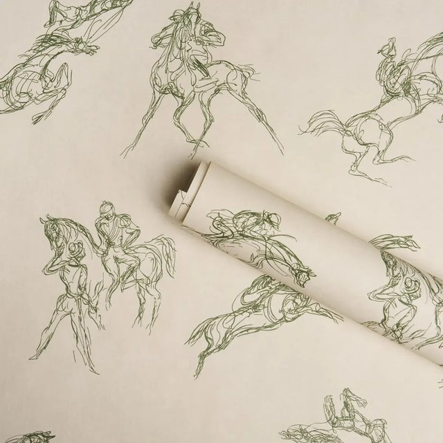 Schumacher Schumacher x Backdrop Tanbark Wallpaper In Olive For Sale - Image 4 of 4