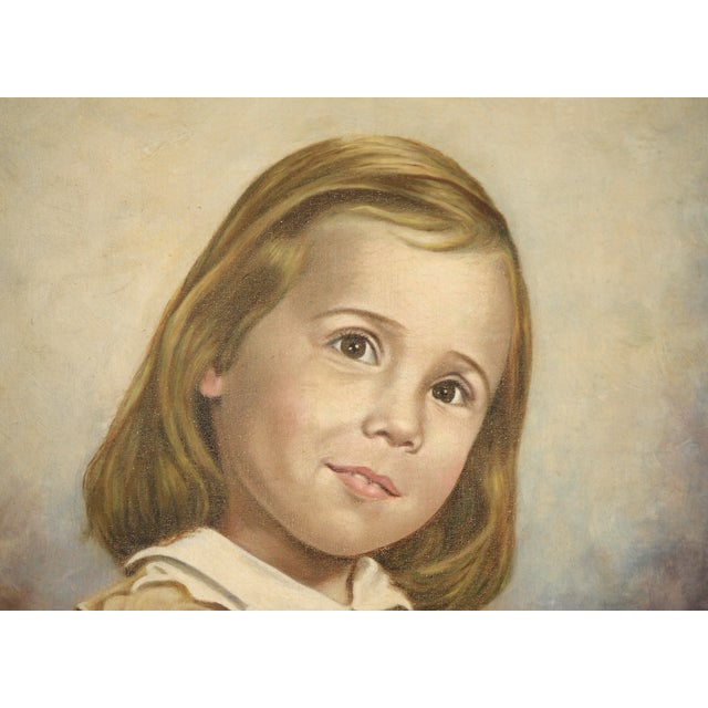 Mid 20th Century "Joni" - Mid Century Modern Portrait of a Girl in Yellow Dress in Oil on Canvas by Morris Zirlin For Sale - Image 5 of 7