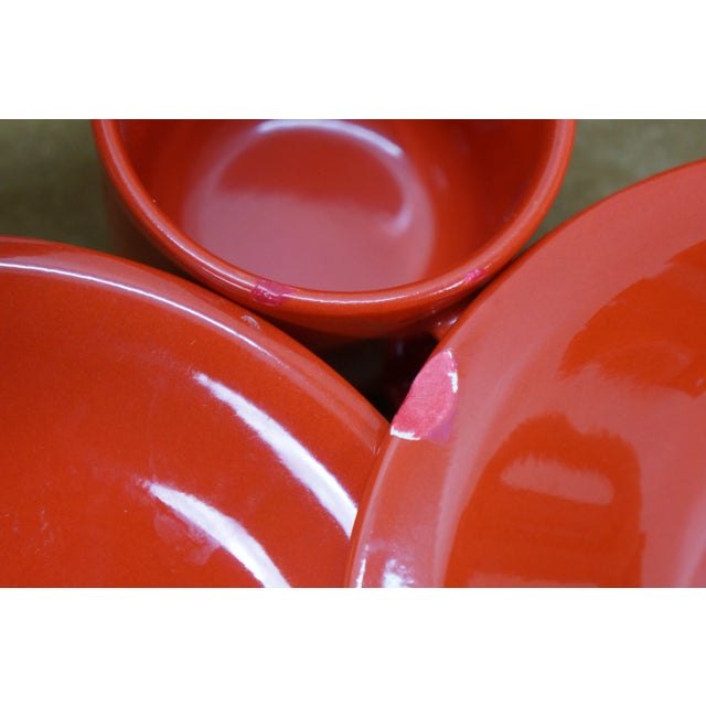 Late 20th Century 43 Pc Isg Italy Red Ceramic Porcelain Plates Bowls Mugs Dinnerware Set For Sale - Image 9 of 9