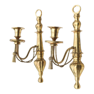 Vintage French Brass Sconces With Tassel Set of 2
