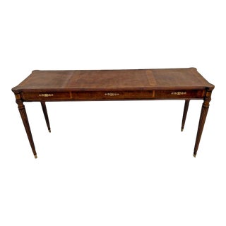 1990s Sofa Table Vintage Henredon Furniture Banded Burl Walnut inlays For Sale
