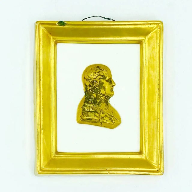 Antique 19th C. Napoleon Bonaparte Grand Tour Gold Porcelain Silhouette Wall Art For Sale - Image 11 of 13