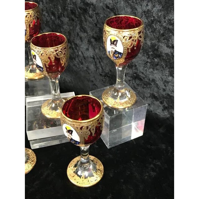 Antique 1890 Bohemian / Persian Cordial Aperitif Glasses- Set of 6 For Sale In Phoenix - Image 6 of 10