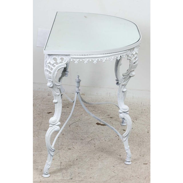 Hollywood Regency Painted Iron Demi Lune Table For Sale - Image 3 of 8