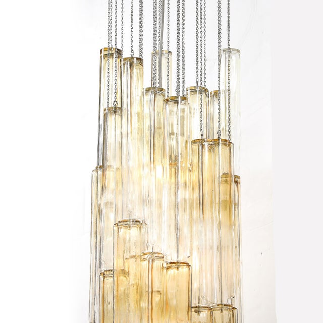 Mid-Century Large Muted Citrine Calza Glass Chandelier Signed Venini For Sale - Image 14 of 18