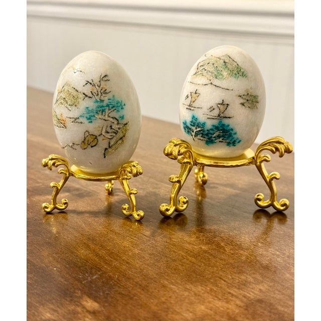 Japanese Hand Painted Collectors Eggs For Sale - Image 9 of 10