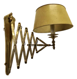 French Painted Toleware and Brass Twin Scissor Lamp, 1890s