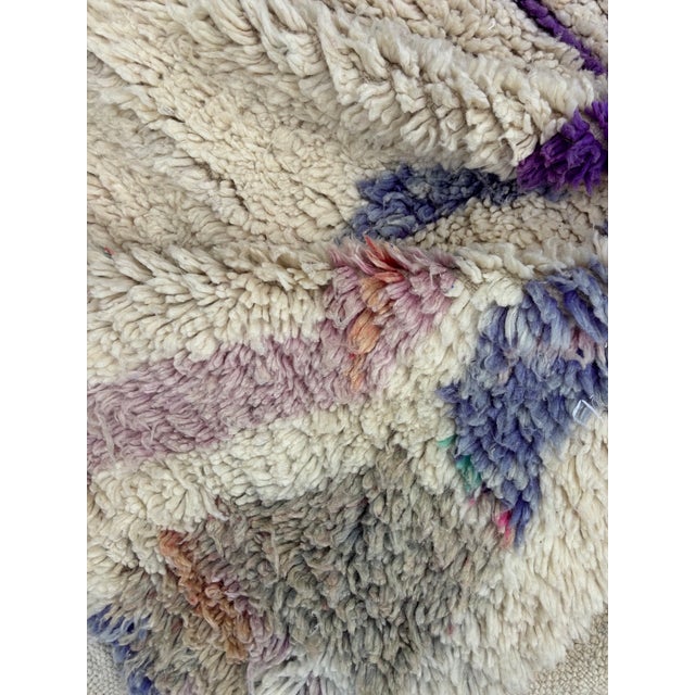 Ivory Hand-Knotted Moroccan Boujad Berber Rug — Abstract Multicolor Wool on Ivory — 6'6" X 9'10" For Sale - Image 8 of 10