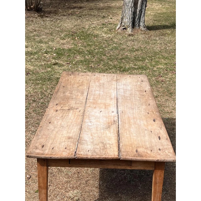 Early 19th Century Provincial Farmhouse Work Table, Scrubbed Fruitwood For Sale - Image 4 of 13