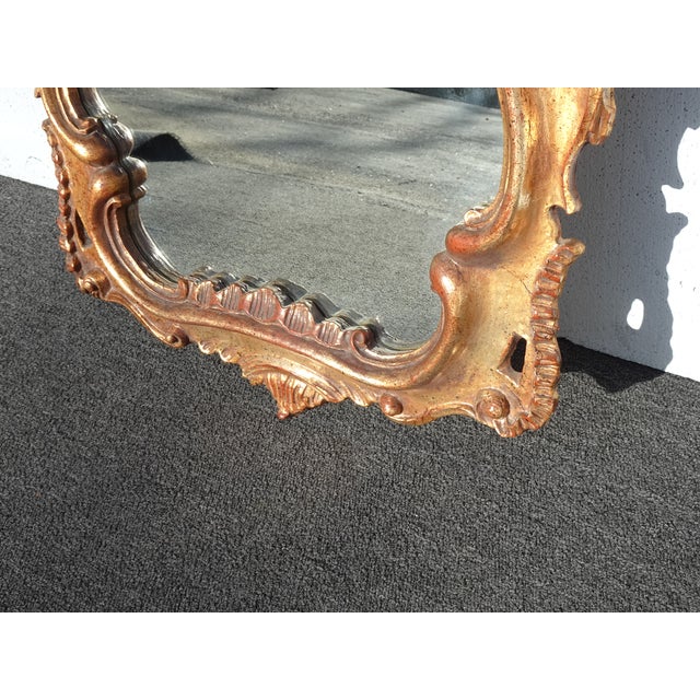 51" Tall Vintage French Provincial Gold Ornate Wall Mantle Mirror For Sale - Image 11 of 13