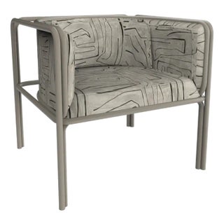 Collector Az1 Armchair Graffito Graphite Fabric and Light Grey Lacquered Metal by Francesco Zonca For Sale