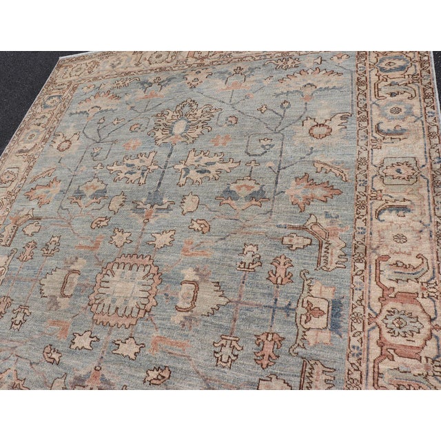 Afghanistan Tabriz Rug With Pale Blue Field and Soft Floral Design For Sale - Image 9 of 18