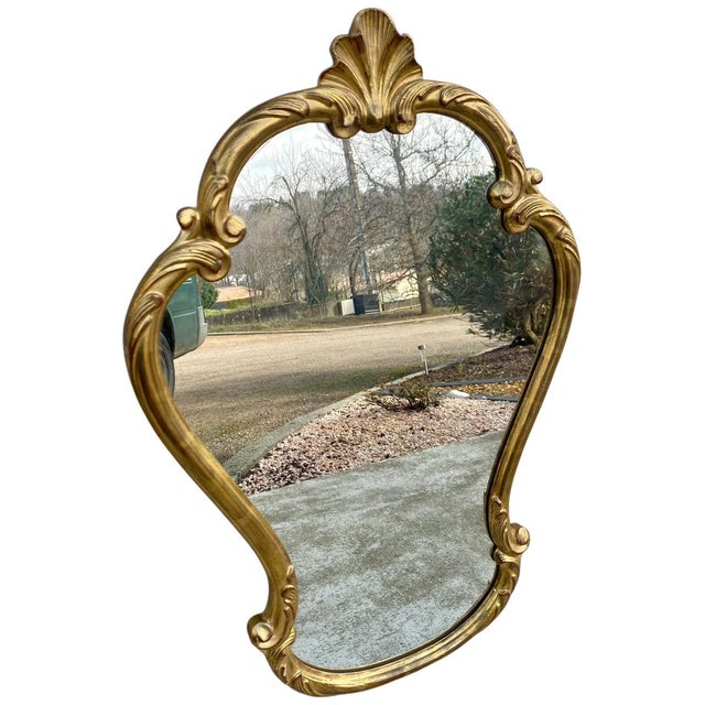Vintage Baroque Louis XV Style Gilded Wood Mirror, 1890s For Sale - Image 6 of 8
