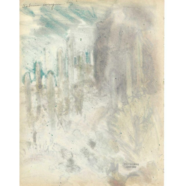 Grace Spongberg (American, 1906-1992) "Sabino Canyon - Ariz" oil pastel on paper, titled and estate stamp on reverse....