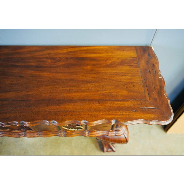 Brown Alfonso Marina Spanish Colonial Mahogany Console With Carved Claw Feet 20th Century For Sale - Image 8 of 13