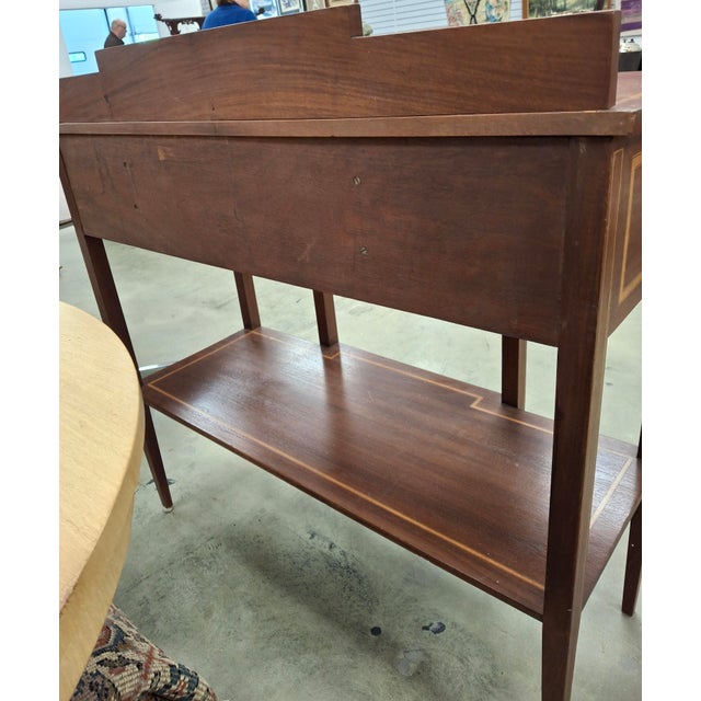 Brown George III Style Satinwood Inlaid Mahogany Serving Table For Sale - Image 8 of 11