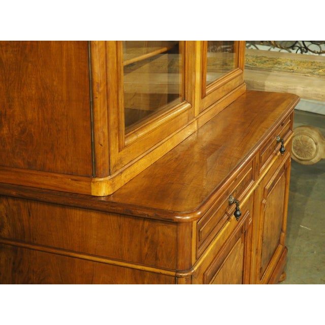 Wood French Louis Philippe Style Walnut Bibliotheque Bookcase, Circa 1900s For Sale - Image 7 of 18