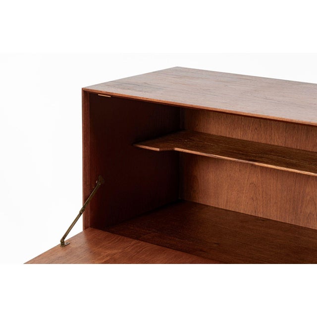 Mid-Century Danish Modern Teak Secretary Desk or Bar Cabinet Made in Denmark 1960s For Sale In Detroit - Image 6 of 17
