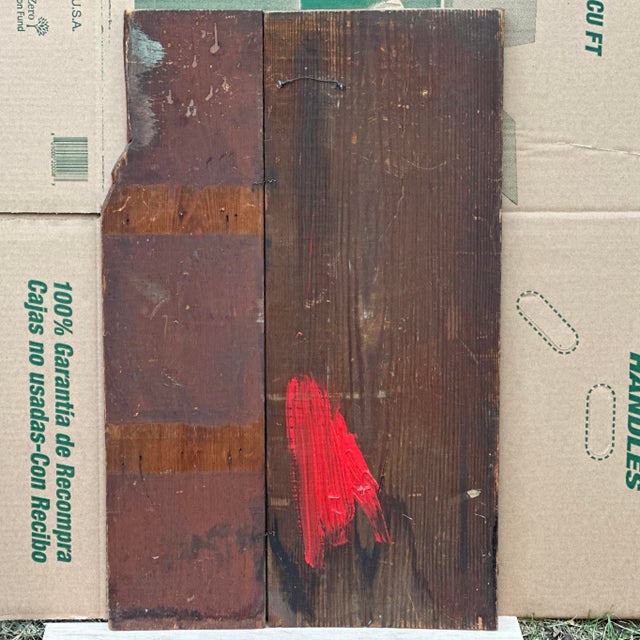 Original Figural Painting on Reclaimed Wood Signed Rivera For Sale - Image 12 of 12