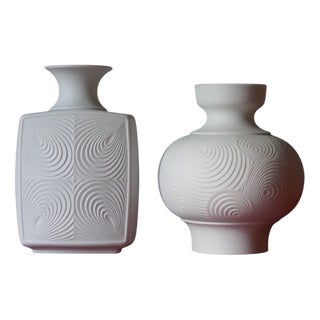 Vintage German Vases in Biscuit Porcelain from Ak Kaiser, 1960s, Set of 2 For Sale