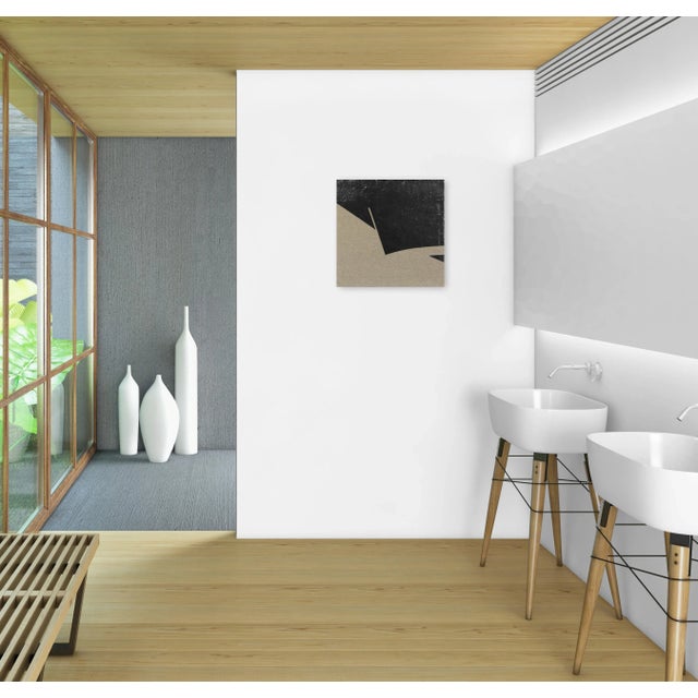 Ebony "Ebony Pictograph 6" Original Minimalist Textured Painting Len Klikunas For Sale - Image 8 of 9