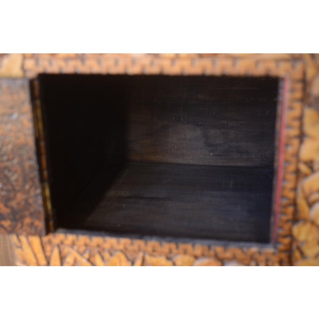 Brown Vintage Folk Art Camphor Chest With African Safari Theme Animal Carvings For Sale - Image 8 of 15