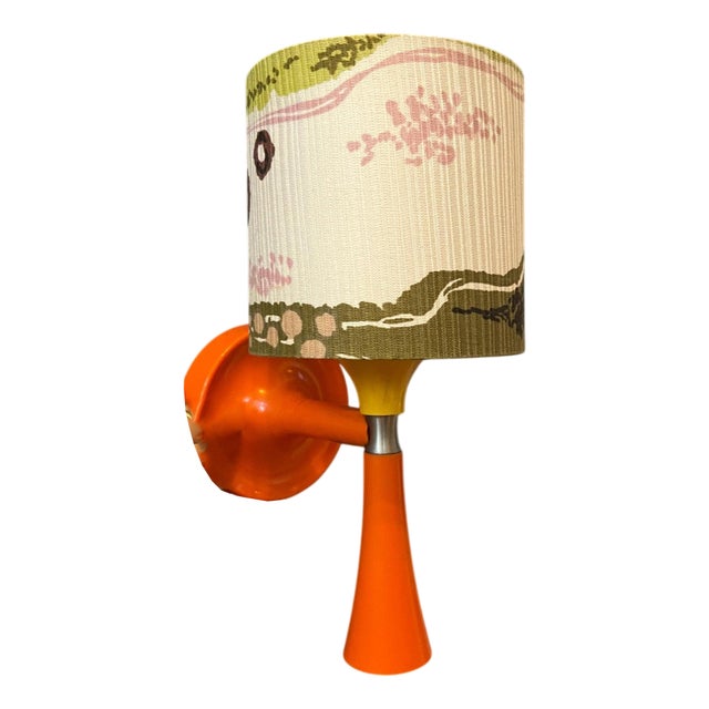Mid-Century Space Age Orange Textile Sconce Wall Lamp For Sale