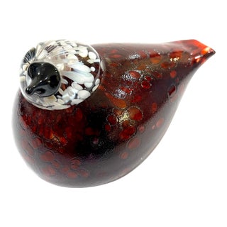 Iittala Blown Glass Rosy Finch Bird by Oiva Toikka Circa 2001-2007 For Sale